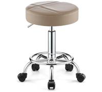 Taburete giratorio resistente con reposapiés ajustable en altura para tocador, spa, masaje, oficina, silla pequeña (marrón)