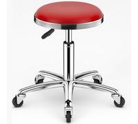 Taburete giratorio resistente, taburete de belleza, taburete redondo ajustable con ruedas, taburete alto de metal para cocina, salón, bar, oficina, clínica de masajes (rojo)