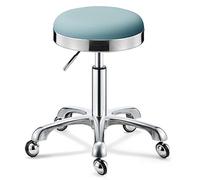 Taburete giratorio resistente, taburete de belleza, taburete redondo ajustable en altura con ruedas, taburete alto de metal para cocina, salón, bar, oficina, clínica de masajes (azul)