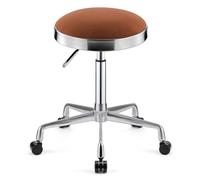 Taburete giratorio resistente, taburete redondo ajustable en altura con ruedas, taburete alto de metal para cocina, salón, bar, oficina, clínica de masaje, taburete de belleza (marrón)