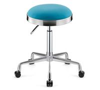 Taburete giratorio resistente, taburete redondo ajustable en altura con ruedas, taburete alto de metal para cocina, salón, bar, oficina, clínica de masaje, taburete de belleza (azul)