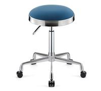 Taburete giratorio resistente, taburete redondo ajustable en altura con ruedas, taburete alto de metal para cocina, salón, bar, oficina, clínica de masaje, taburete de belleza (azul oscuro)