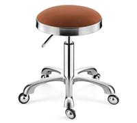 Taburete giratorio resistente, taburete redondo ajustable en altura con ruedas, taburete alto de metal para cocina, salón, bar, oficina, clínica de masaje, taburete de belleza (marrón)