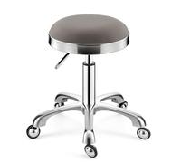 Taburete giratorio resistente, taburete redondo ajustable en altura con ruedas, taburete alto de metal para cocina, salón, bar, oficina, clínica de masaje, taburete de belleza (gris oscuro)