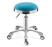 Taburete giratorio resistente, taburete redondo ajustable en altura con ruedas, taburete alto de metal para cocina, salón, bar, oficina, clínica de masaje, taburete de belleza (azul)