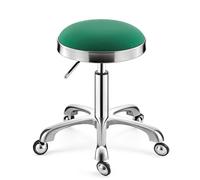 Taburete giratorio resistente, taburete redondo ajustable en altura con ruedas, taburete alto de metal para cocina, salón, bar, oficina, clínica de masaje, taburete de belleza (verde)