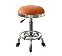 Taburete Giratorio sobre Ruedas Regulable en Altura 45-56cm Taburete con Ruedas para Taller Taburetes de Peluqueria para Peluquería Oficina Hogar Silla Tocador(Orange)