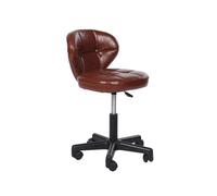 Taburete hidráulico ajustable con ruedas, asiento de piel sintética marrón, altura 45-58 cm, soporta 160 kg, mecanismo giratorio, perfecto para salón, oficina y uso doméstico.
