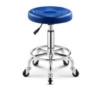 Taburete hidráulico ajustable de cuero de acero inoxidable con ruedas y reposapiés para laboratorio, oficina, cocina y tienda, salón de dibujo, tatuaje, oficina, salón de belleza, clínica, dentista
