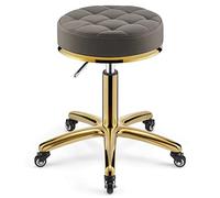 Taburete hidráulico giratorio ajustable con ruedas, diseño de metal resistente con poste dorado para cocina, salón de belleza y peluquería.