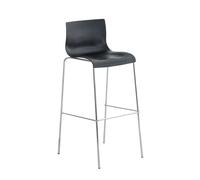 CLP Taburete De Bar Hover con Asiento De Polipropileno | Silla De Bar con Base De 4 Pies De Metal, Color:Negro, Color del Marco:Cromado