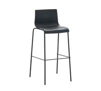CLP Taburete de Bar Hover, ergonómico con Respaldo, reposapiés, Base de 4 Patas, Asiento de plástico fácil de Limpiar soporta hasta 150 kg, Color:Negro, Color del Marco:Negro