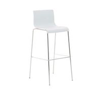CLP Taburete De Bar Hover con Asiento De Polipropileno | Silla De Bar con Base De 4 Pies De Metal, Color:Blanco, Color del Marco:Cromado