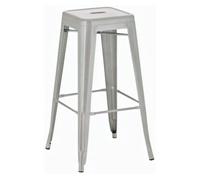 CLP Taburete de Bar Joshua I Taburete de Bar de Metal apilable I Taburete de Bar con reposapiés I Altura del Asiento 76 cm I Taburete apilable, Color:Plata