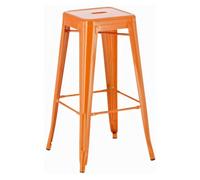 CLP Taburete de Bar Joshua I Taburete de Bar de Metal apilable I Taburete de Bar con reposapiés I Altura del Asiento 76 cm I Taburete apilable, Color:Naranja