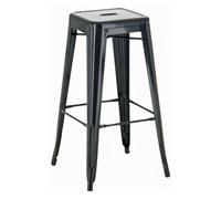 CLP Taburete de Bar Joshua I Taburete de Bar de Metal apilable I Taburete de Bar con reposapiés I Altura del Asiento 76 cm I Taburete apilable, Color:Negro