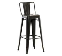 CLP Taburete de Bar con Respaldo Estilo Industrial Mason, con Respaldo y reposapiés, Taburete de Barra con Protector de Suelo, Color:Negro/Oro