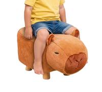 Taburete infantil Capybara, Banco de dibujos animados de madera maciza con ruedas giratorias silenciosas, asiento bajo portátil para, reposapiés para entrada, pasillo o sala de estar, 40×25 Cm, ligero