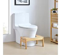 Taburete Inodoro con Escalón Taburete Fisiológico Banqueta de Baño Antideslizante Posición de Cuclillas Ajustable en Altura Bambú 21 x 42 x 30 cm Natural