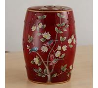 Taburete Jardín De Cerámica En Forma De Tambor,Taburete Tambor Esmaltado,Patrón De Pájaros Y Flores, Decoración De Estilo Chino, Reposapiés Clásico, Adecuado para Sala De Estar, Dor Magpie - Burgundy