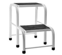KADAX Taburete de acero, escalera doméstica de hasta 150 kg, taburete de transporte con patas antideslizantes, escalera doméstica, taburete de aluminio (2 niveles)