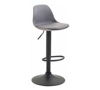 CLP Taburete Kiel con Asiento De Plástico, Reposapiés & Respaldo I Silla Alta Regulable En Altura, Color:Gris, Color del Marco:Negro