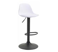 CLP Taburete Kiel con Asiento De Plástico, Reposapiés & Respaldo I Silla Alta Regulable En Altura, Color:Blanco, Color del Marco:Negro