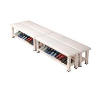 Taburete largo blanco - Banco de cambio de zapatos multiusos para sofá, taburete, asiento de cama para baño, gimnasio, restaurante y centro comercial, 4 unidades, 60 x 35 x 45 cm, diseño familiar
