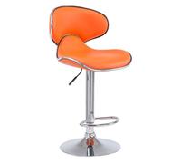 CLP Taburete Alto Las Vegas V2 Tapizado En Simil Cuero I Taburete De Cocina Con Altura Regulable I Silla Alta Moderna & Con Reposapiés I Color:, Color:naranja, Color del marco:cromado