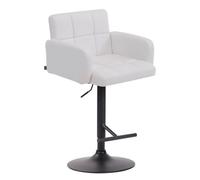 CLP Taburete De Bar Los Angeles En Polipiel I Taburete Alto Regulable En Altura I Silla Alta De Cocina con Respaldo, Color:Blanco, Color del Marco:Negro