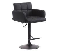 CLP Taburete De Bar Los Angeles En Polipiel I Taburete Alto Regulable En Altura I Silla Alta De Cocina con Respaldo, Color:Negro, Color del Marco:Negro