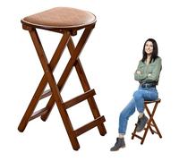 Taburete Madera Plegable con ReposapiéS 63 Cm, Taburetes Altos para Cocina, Desayuno(Walnut)