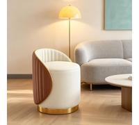 Taburete Maquillaje Giratorio 360° con Respaldo Sin Montaje, Sillón Redondo Otomano para Dormitorio Vestidor Salón(Brown,Rotatable)