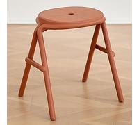 Taburete moderno apilable de plástico para adultos, portátil, sin respaldo, juego de 2 taburetes altos rojos para cualquier habitación