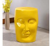 Taburete Moderno De Cerámica con Forma De Rostro Humano - Mesa Auxiliar De Jardín Esmaltada única, Soporte Creativo para Plantas De Interior para Sala De Estar, Yellow