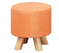 Taburete moderno de lino para sala de estar y dormitorio, pequeño reposapiés redondo con cambio de zapatos y reposo, diseño de estrella de luz naranja, 28 x 28 cm