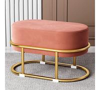 Taburete moderno de terciopelo con patas doradas, acogedora silla de maquillaje tapizada para dormitorio y sala de estar, reposapiés pequeño y elegante para decoración de tocador y acento