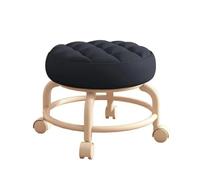 Taburete móvil con ruedas giratorias de 360°, cómodo y resistente, asiento rodante de piel sintética para el hogar, tienda, sofá de departamento negro para adaptarse a apartamentos pequeños (negro
