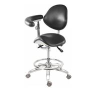 Taburete móvil para dentista y médico, silla rodante de altura ajustable con cuero de microfibra, taburete de asistente médico para clínica