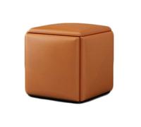 Taburete multifuncional de piel con forma de cubo - Reposapiés acolchado que ahorra espacio y silla de almacenamiento para sala de estar, versátil solución de asiento combinada, elegante y funcional