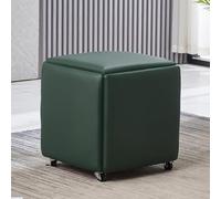 Taburete otomano 5 en 1, asiento de piel sintética, apilable, con ruedas giratorias, reposapiés móvil para sala de estar, comedor, terciopelo, 3,14 x 14 x 15 pulgadas