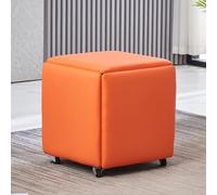 Taburete otomano 5 en 1, asiento de piel sintética, apilable, con ruedas giratorias, reposapiés móvil para sala de estar, comedor, terciopelo