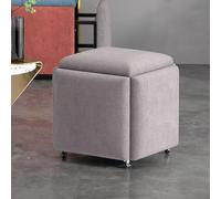 Taburete otomano 5 en 1 con ruedas, ahorro de espacio, ligero, gris Sto Solut para sala de estar y dormitorio (tamaño S/35 cm), piel multifuncional versátil