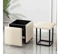 Taburete otomano anidado 5 en 1, silla apilable, sofá para el hogar, taburete de cubo mágico para comedor con asiento de cuero de napa, marco y ruedas de acero al carbono (Tamaño: 35x35x35 cm, Color:
