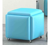 Taburete otomano anidado, taburete multifuncional 5 en 1 con cojín de alta elasticidad y marco de metal duradero para comodidad de sala de estar y dormitorio