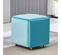 Taburete otomano apilable 5 en 1 con ruedas giratorias y silla de sofá móvil, cubo de asiento de piel sintética para sala de estar y dormitorio, acabado aterciopelado (14 x 14 x 15)