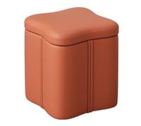 Taburete otomano compacto de piel sintética con almohadillas antideslizantes pequeño para maquillaje (naranja)