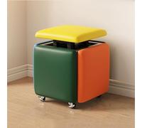 Taburete otomano Cube - Asiento 5 en 1 de piel sintética con ruedas giratorias, reposapiés apilable y banco pequeño móvil para sala de estar y sofá