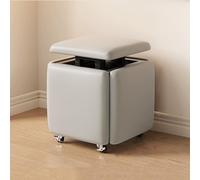 Taburete otomano Cube - Asiento 5 en 1 de piel sintética con ruedas giratorias, reposapiés apilable y banco pequeño móvil para sala de estar y sofá