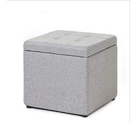 Taburete otomano de 15,7 pulgadas, organizador de lino, almacenamiento, taburete otomano con forma de cubo, reposapiés, taburete para viajar, acampar, dormitorio, taburete para zapatos (natural)